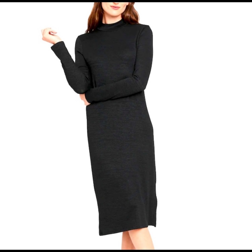 Mock Neck Long Sleeve Banana Republic Ribbed Midi Dress